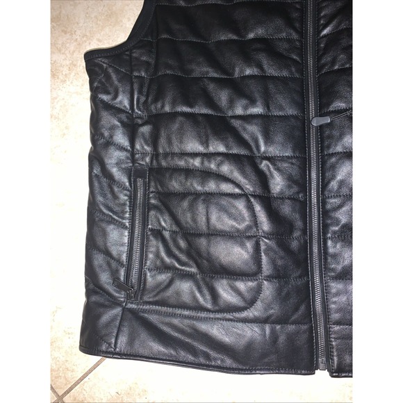 Murano Black Leather Vest Size XL . Full zip. Pockets - Picture 3 of 6